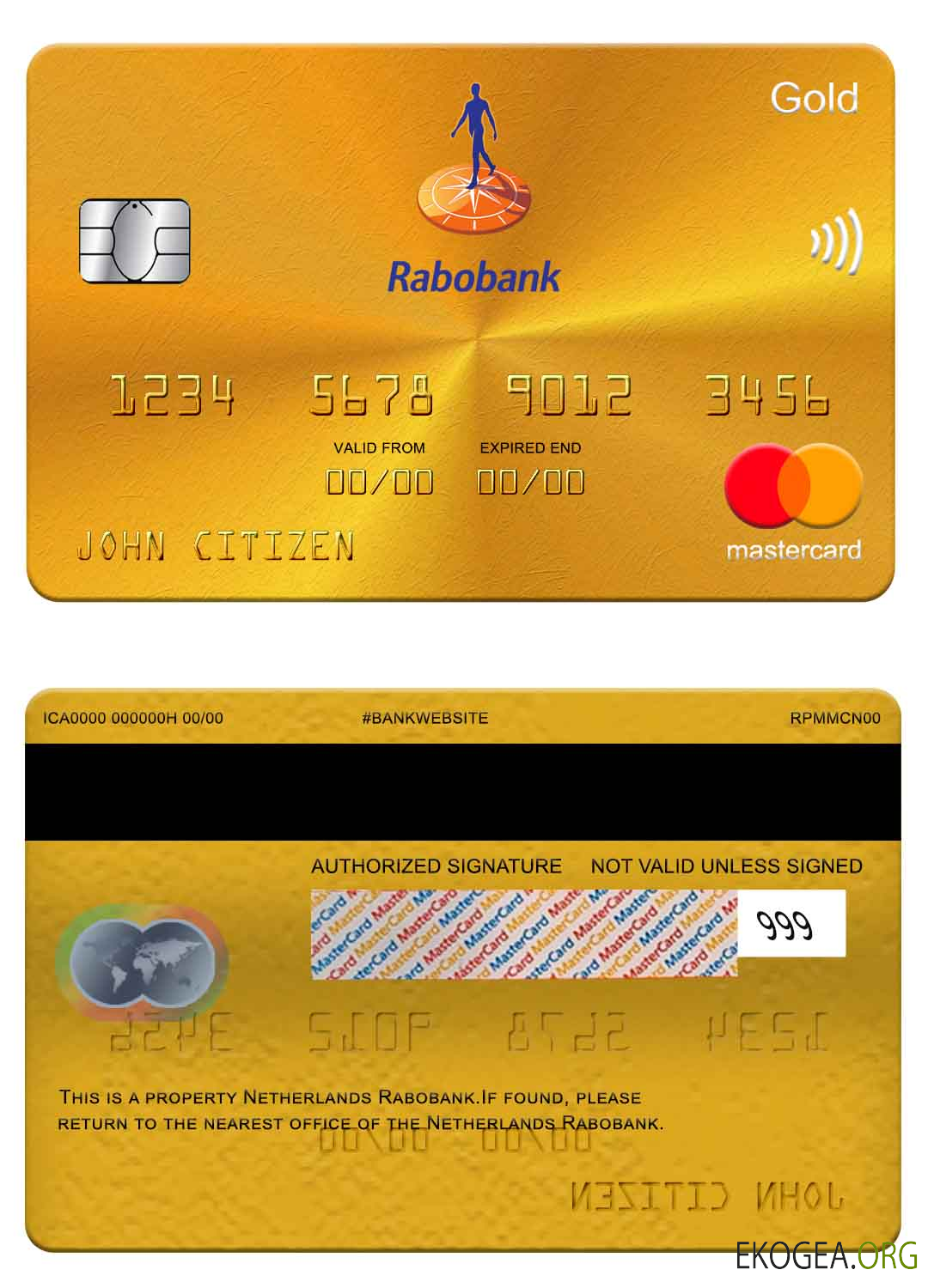 Pays Bas Rabobank mastercard or